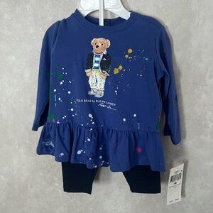 Polo Bear by Ralph Lauren Kids Blue Long Sleeve matching set